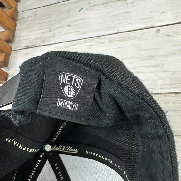 Mitchell and Ness NBA Brooklyn Nets Snapback Basketball Hat Cap All Black‎ OS - Picture 9 of 10